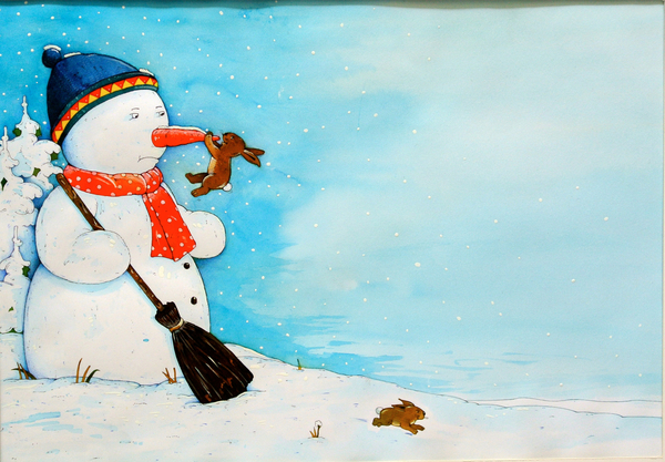 Snowman with Little Rabbit od Christian  Kaempf