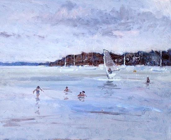 Windsurfer and Bathers (oil on panel)  od Christopher  Glanville