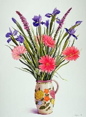 Irises and Berbera in a Dutch Jug (w/c) 