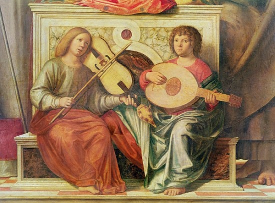 Detail of angel musicians from a painting of the Virgin and saints, 1496-99 od Giovanni Battista Cima da Conegliano