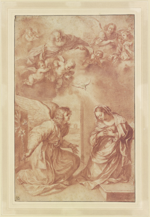 Mariä Verkündigung, oben Gottvater von Engeln umgeben od Ciro Ferri