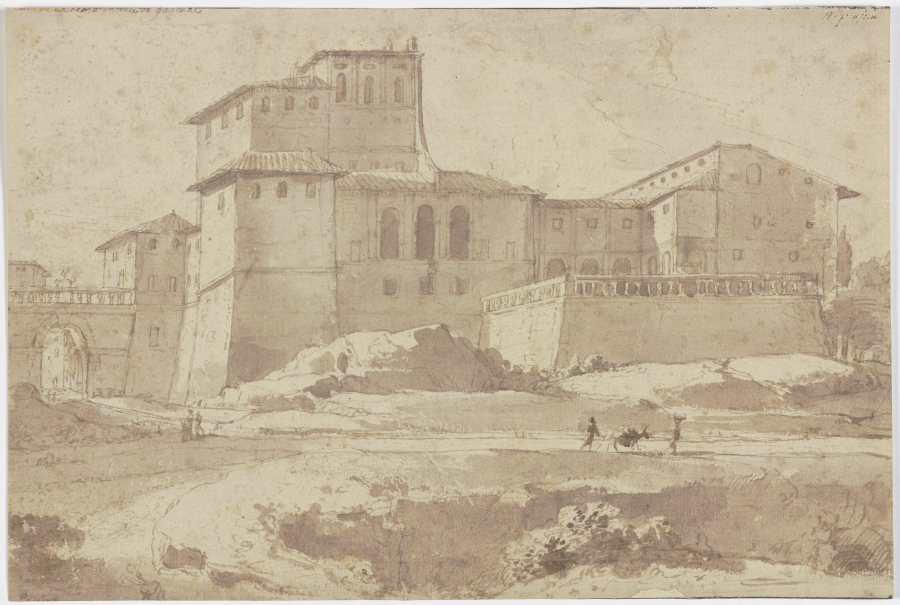 Ansicht des Palazzo Chigi in Ariccia od Claude Lorrain