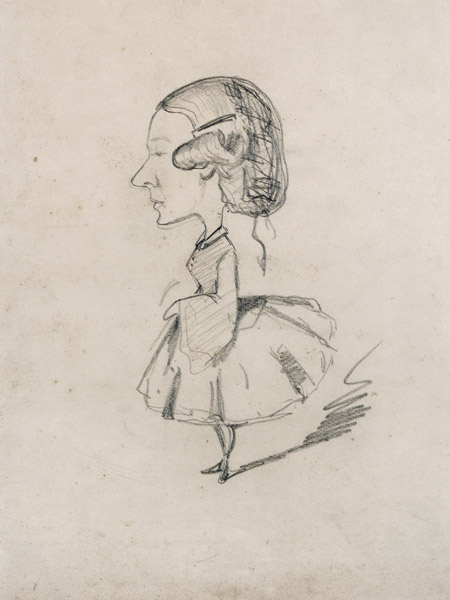 Young girl in profile with a sharp nose, c.1858 (pencil on paper) od Claude Monet