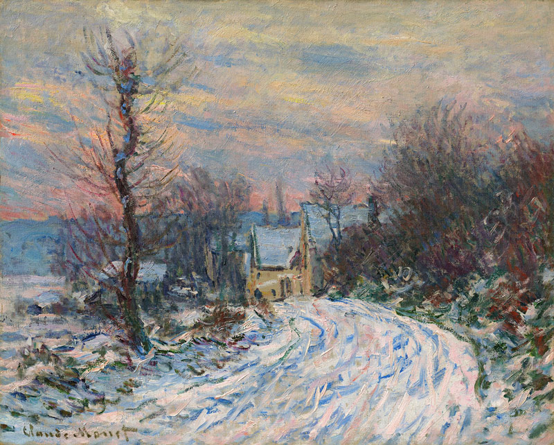 Ortseingang von Giverny im Winter od Claude Monet