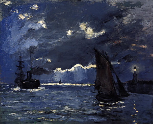 Seestück, Schiffe im Mondschein od Claude Monet