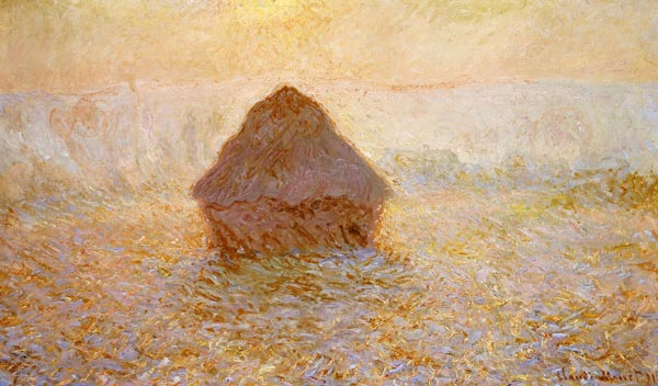 Haystacks, Sun in the Mist od Claude Monet