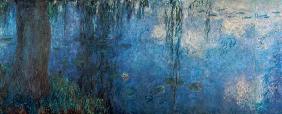 Waterlilies: Morning with Weeping Willows, detail of the left section