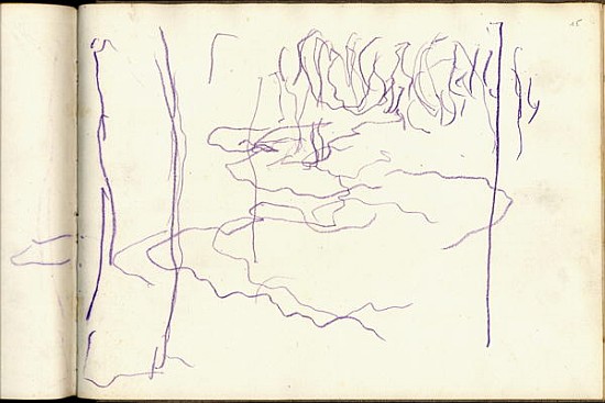 Weeping Willow (purple pencil on paper) od Claude Monet