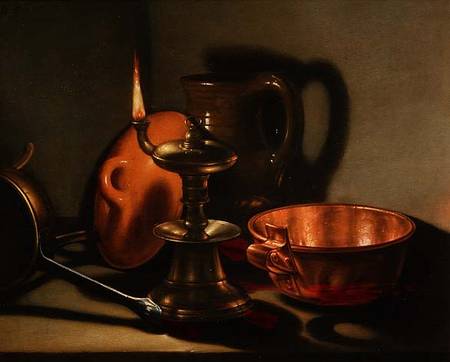 A Still Life with an oil lamp od Cornelis Jacobsz