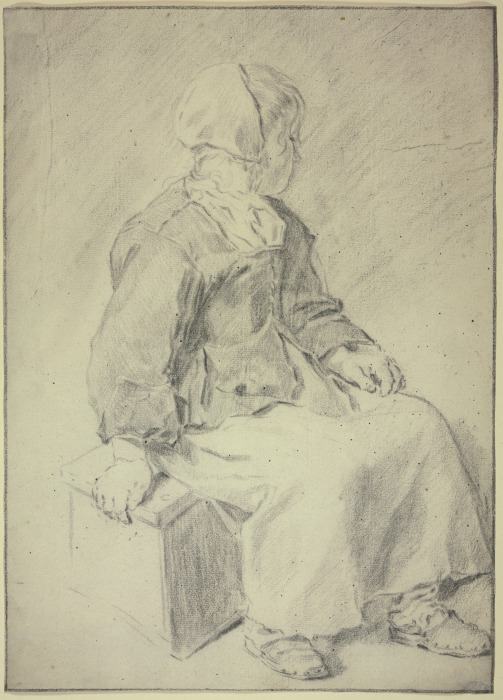 Auf einem Schemel sitzendes Mädchen od Cornelis Saftleven