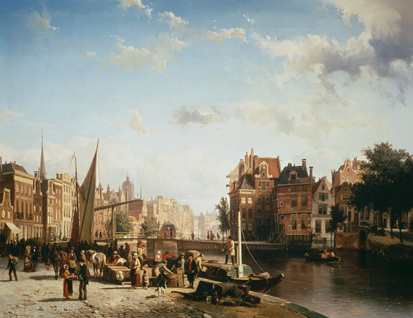 Amsterdam, Rokin and Langebrugsteeg od Cornelius Springer