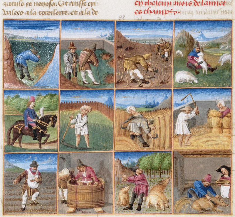 Ruralia commoda. Agricultural calendar from a manuscript of Pietro de' Crescenzi od Czech School