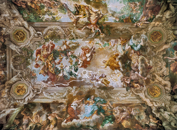 Glorification of the Reign of Pope Urban VIII (1568-1644) ceiling painting in the Great Hall od Pietro  da Cortona,