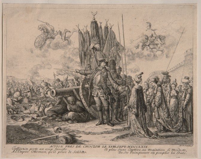 Prince Alexander Mikhaylovich Golitsyn at the Siege of the Khotyn Fortress 1769 od Daniel Nikolaus Chodowiecki