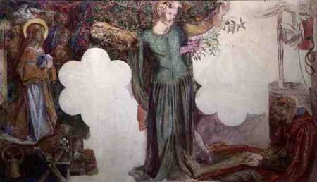 Sir Lancelot's Vision, study for the fresco painting in the Oxford Union od Dante Gabriel Rossetti