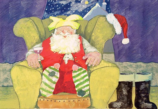 Santa Warming his Toes  od David  Cooke