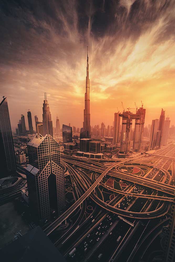 Dubais Fiery sunset od David George
