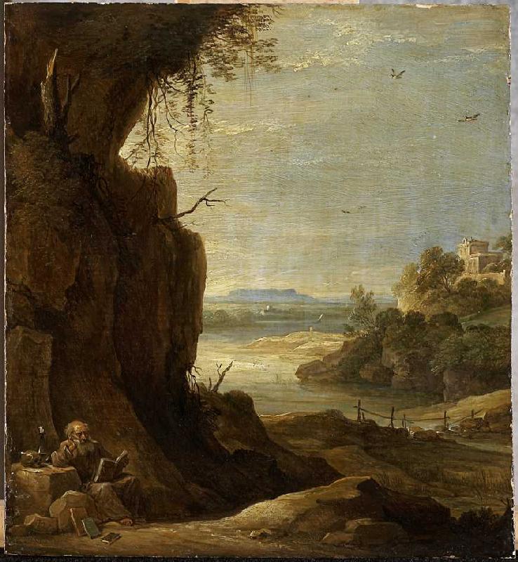 Südliche Landschaft mit Antonius dem Einsiedler. od David Teniers