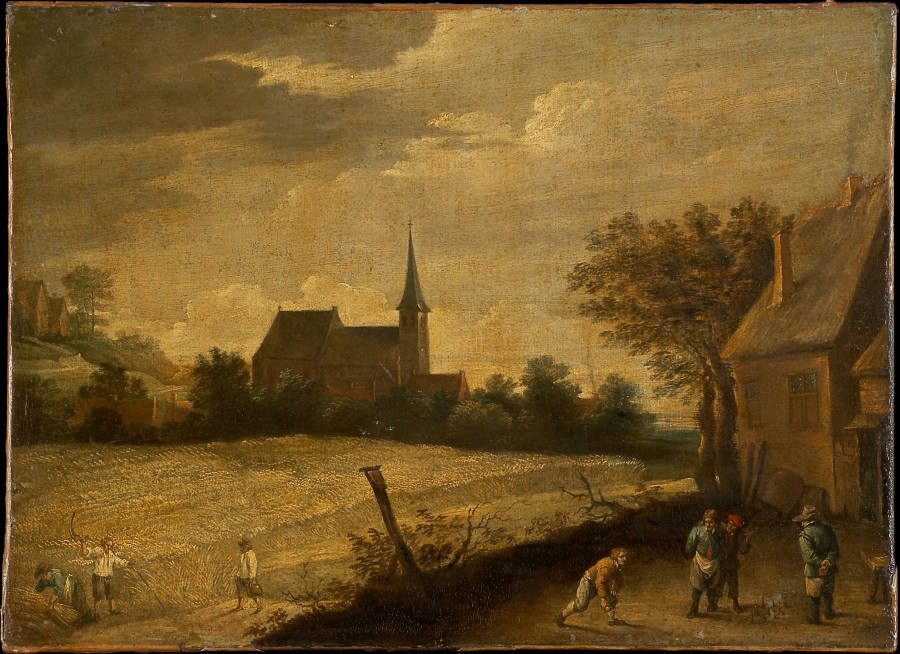 Landscape with Peasants Mowing and Bowling od David Teniers d. J.