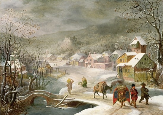 A Winter Landscape with Travellers on a Path od Denys van Alsloot