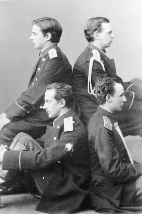 Grand Duke Alexander with brother Vladimir and cousins Nicholas Maximilianovich and Sergei Maximilia