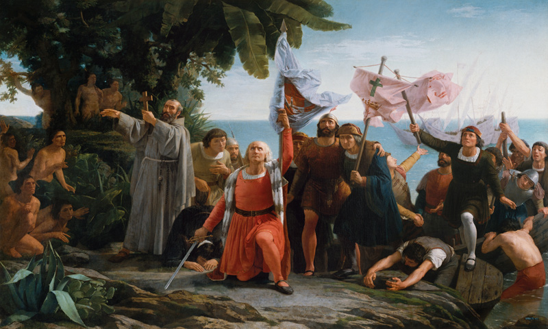 The First Landing of Christopher Columbus (1450-1506) in America od Dioscoro Teofilo de la Puebla Tolin