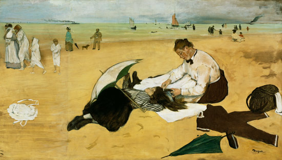 A little girl becomes on the sea beach od Edgar Degas