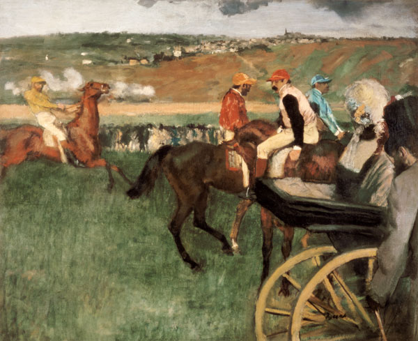 The Race Course - Amateur Jockeys near a Carriage od Edgar Degas