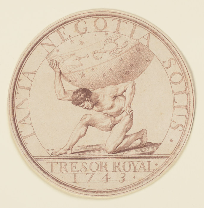 Atlas trägt die Himmelskugel (Sondermünze "Trésor Royal 1743") od Edme Bouchardon