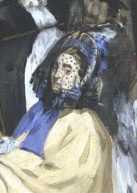 Music in the Tuileries Gardens, detail of a veiled woman od Edouard Manet