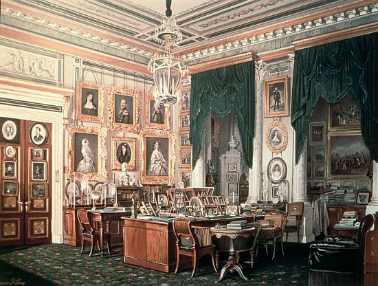 The Study of Alexander III (1845-94) at Gatchina Palace, c.1881 od Eduard Hau