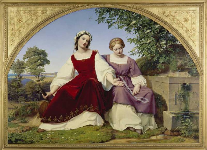 Die zwei Mädchen am Brunnen od Eduard Julius Friedrich Bendemann