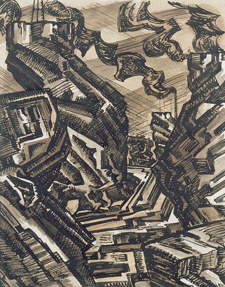 Black Country Drawing: Steel Works, 1919 od Edward Alexander Wadsworth