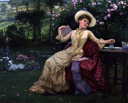 Drinking Coffee and Reading in the Garden od Edward Killingsworth Johnson