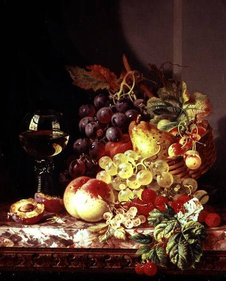 Still life with grapes and wine od Edward Ladell