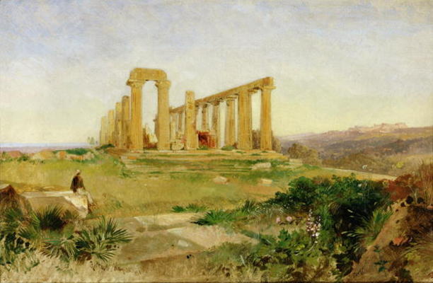Temple of Agrigento (oil on canvas) od Edward Lear