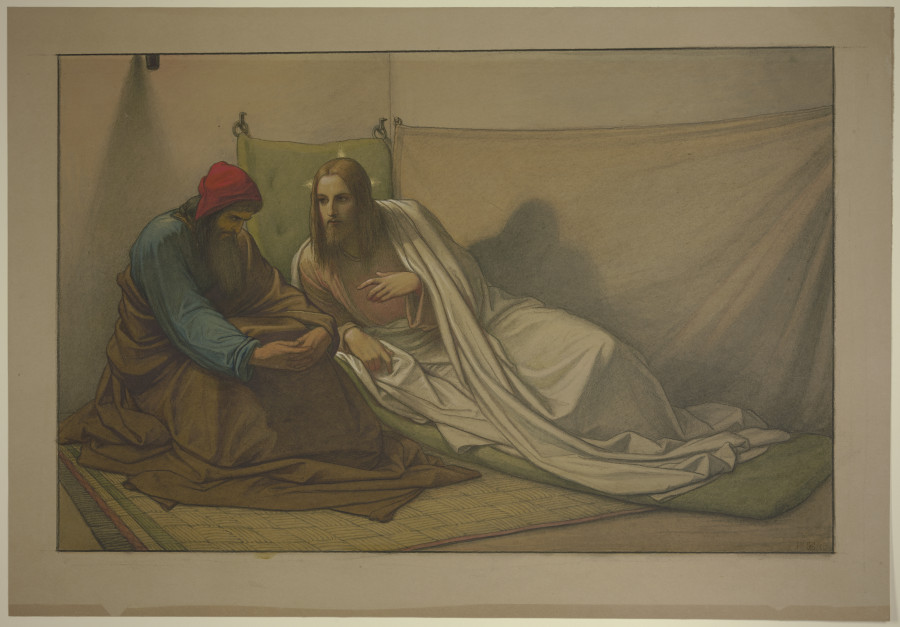 Christus und Nikodemus: Nächtliche Lehre (erste Komposition) od Edward von Steinle