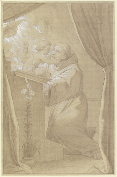 Der Heilige Antonius von Padua, dem das Jesuskind im Gebet erscheint od Edward von Steinle
