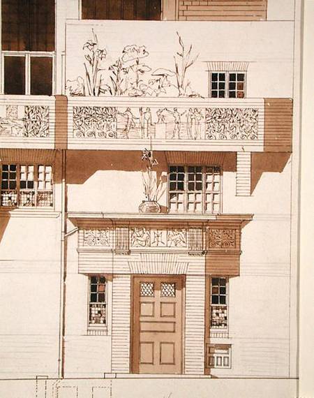 Doorway and Front Elevation of Studio and House for Frank Miles (1852-91), Tite Street, Chelsea od Edward William Godwin