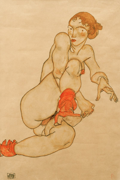Akt se zdviženou nohou od Egon Schiele