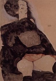 Lady in black. od Egon Schiele