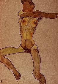 Masculine act, yellow. od Egon Schiele