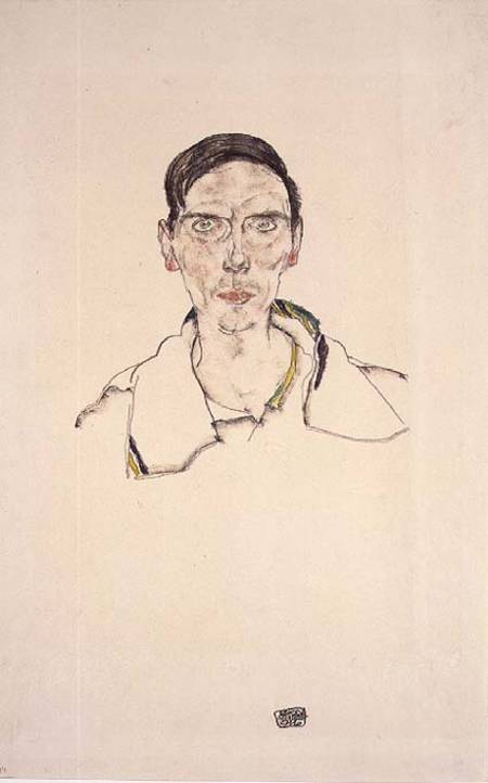 Portrait of a young man wearing sports clothes od Egon Schiele