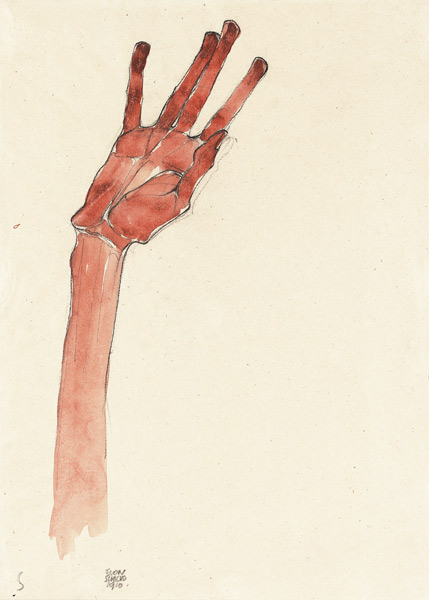 Raised red hand od Egon Schiele