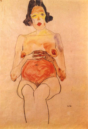 Red act, pregnant od Egon Schiele