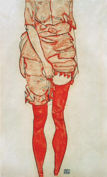 Stojící žena v červené  od Egon Schiele