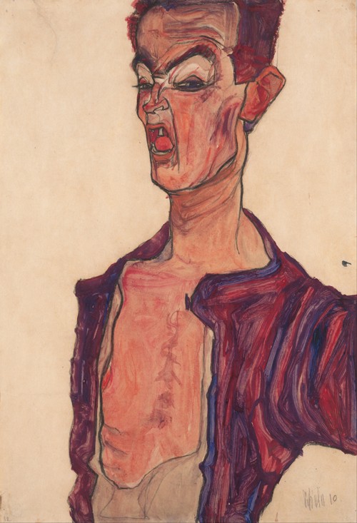 Self-Portrait, Grimacing od Egon Schiele