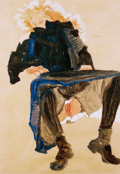 Seated Wom.w.Lifted Skirt od Egon Schiele