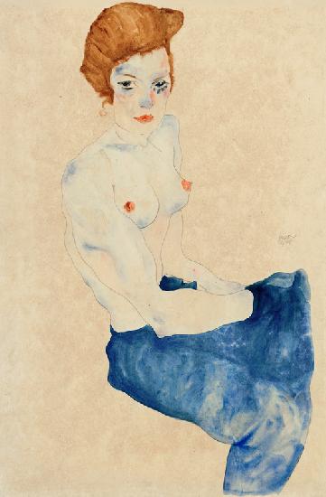 Seated blue nude