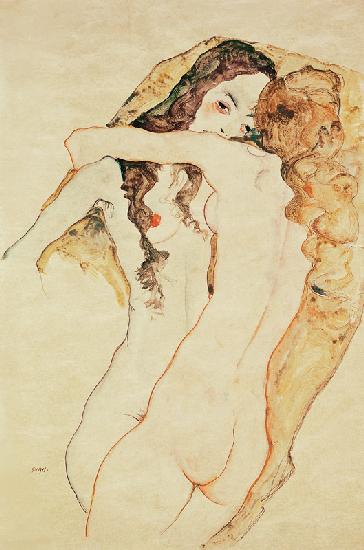 Two women in embrace